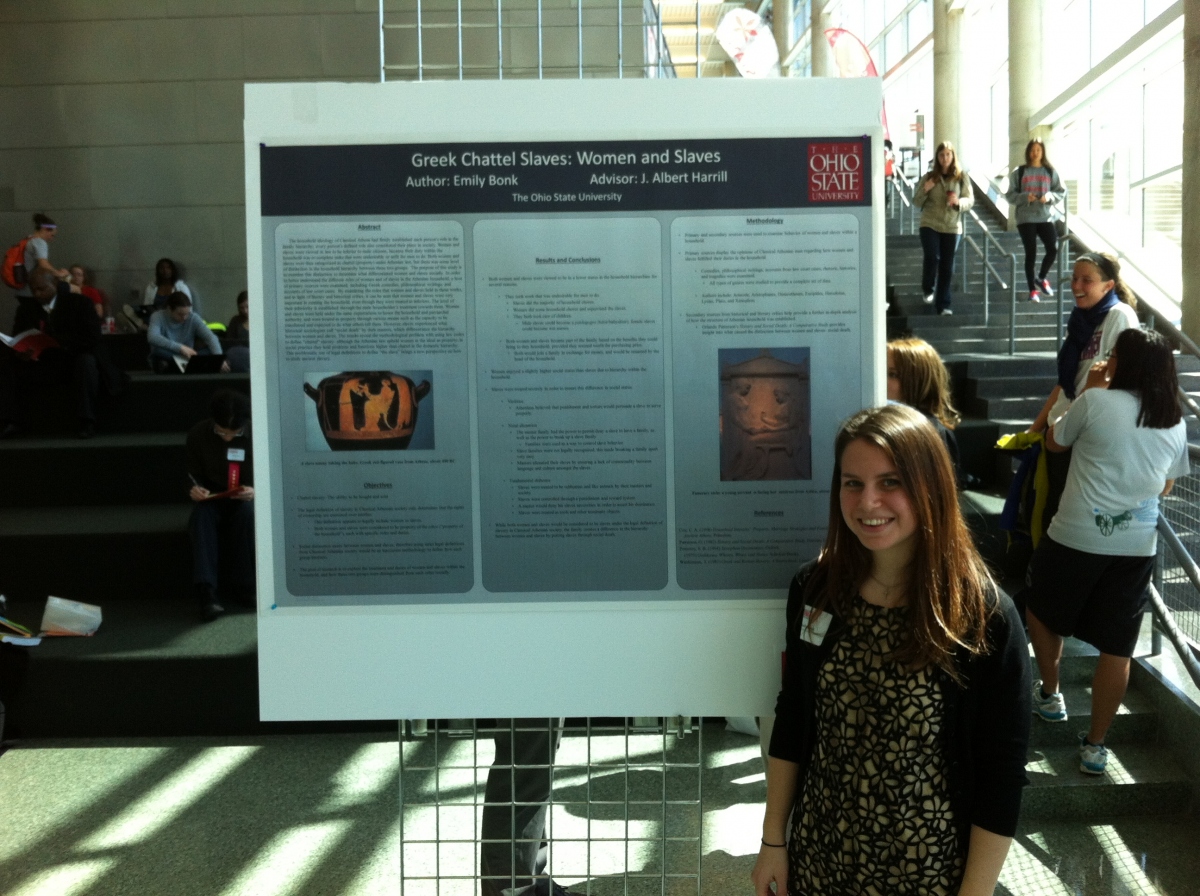 Photo of Emily Bonk at the Denman Undergraduate Research Forum