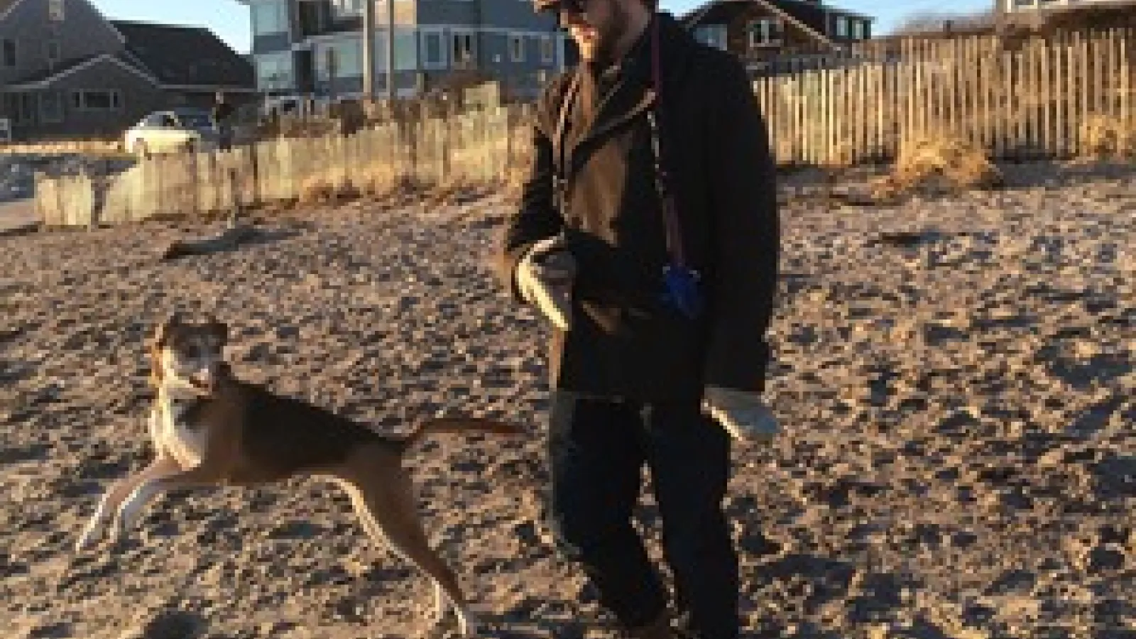 Graduate student Marcus Ziemann with his dog