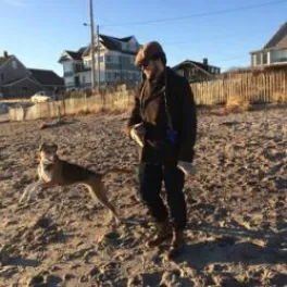 Graduate student Marcus Ziemann with his dog